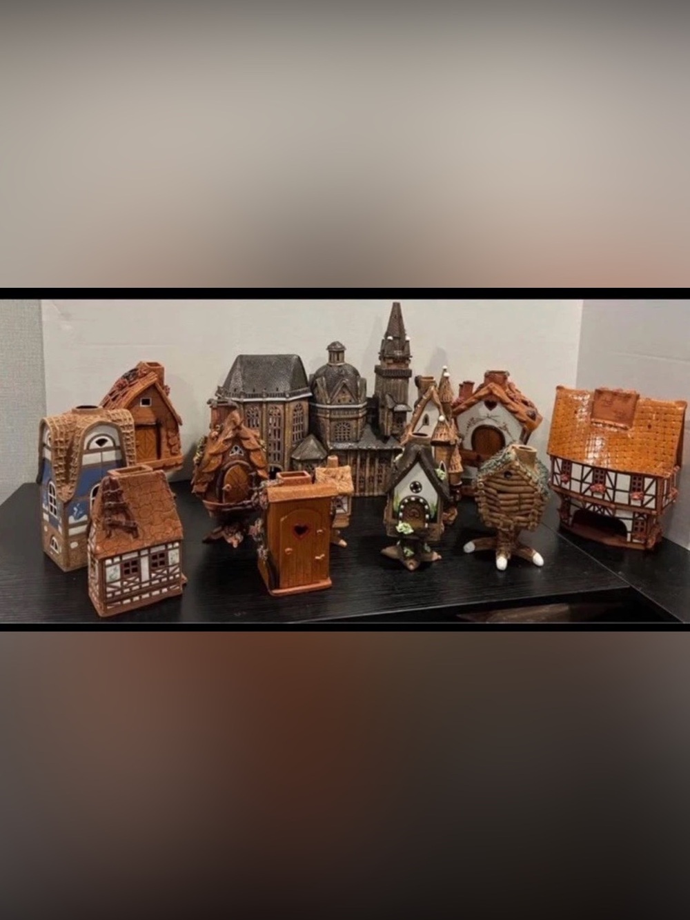 Miniature Decorative Fairy Houses Set - Brown & Gray Accents